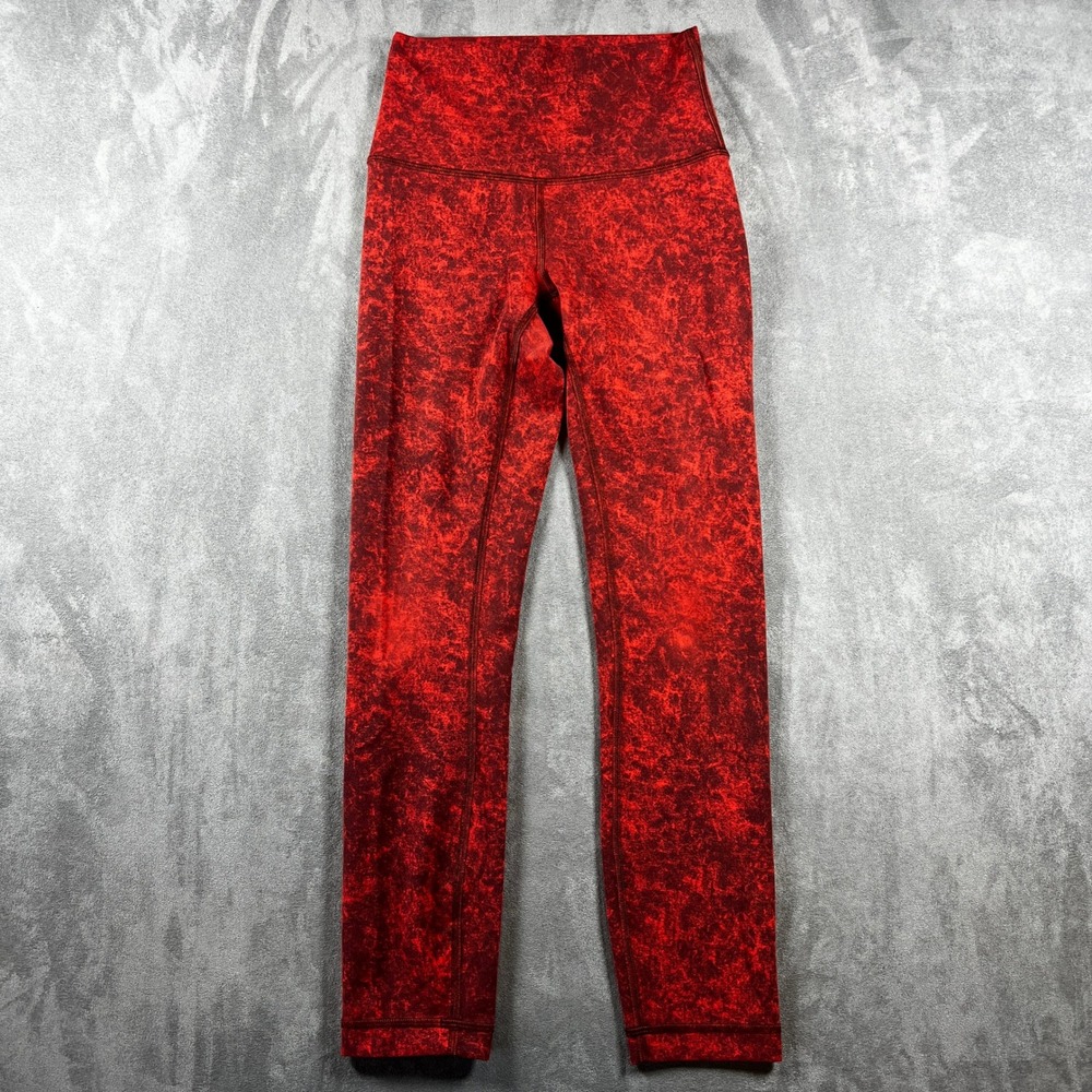 Lululemon Wunder Train High-Rise Crop 23" Size 2 Denim Wash Autumn Red Black